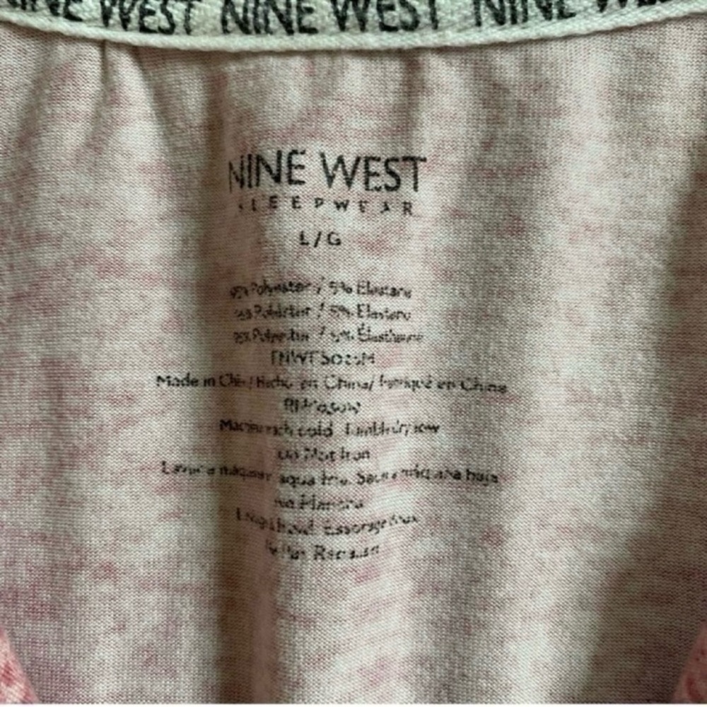 Nine West Sleepwear Pink & White Trim Button Down Short Sleeve Top Sz Large - Picture 5 of 10